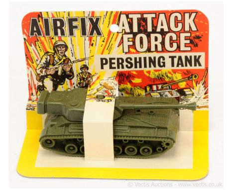 Airfix - Attack Force HO/OO Ready-Made Vehicles, First Issue, 1966-68 Only, comprising: First Issue Pershing Tank with Traver