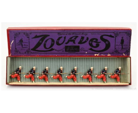 Britains - Set 142 - The French Army - Zouaves [1925 version], comprising: 8 x Zouaves charging with fixed bayonets. Mint ove