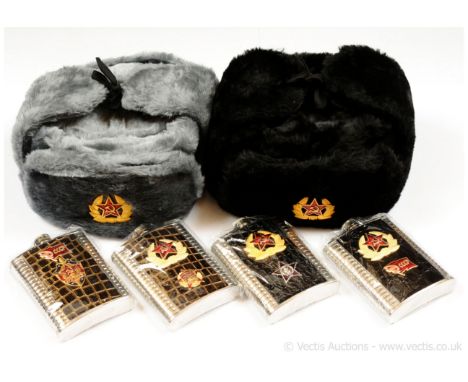 USSR / Russian Federation Issue - Military Issue Badges &amp; Similar, comprising: USSR Military Winter Hat [Size 60], Soviet