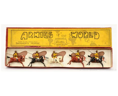 Britains - Set 47 - Skinners Horse [1935 version], comprising: 1 x Trumpeter on Grey Horse &amp; 4 x Troopers Carrying Lances