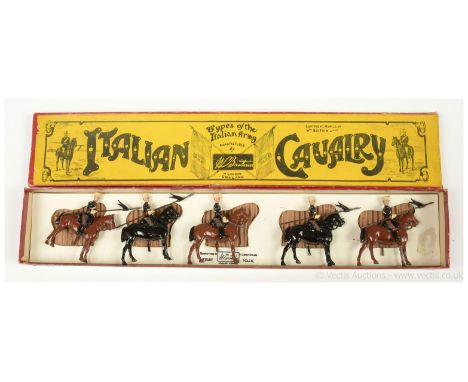Britains - Set 165 - Italian Cavalry - [1925 version], comprising: Mounted Officer with Extended Sabre Arm &amp; 4 x Troopers