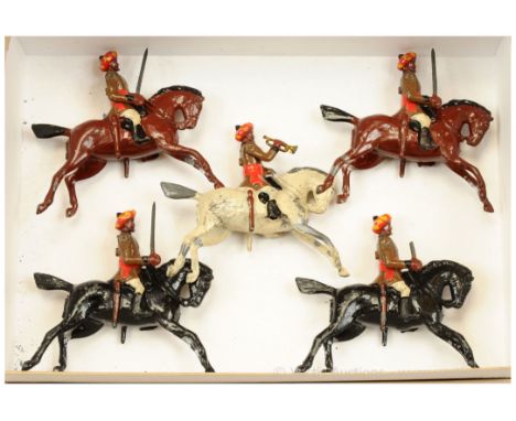 Britains - Set 47 - 1st Bengal Cavalry - [1896 - first version / 1930's Issues], comprising: Mounted Trumpeter &amp; 4 x Moun