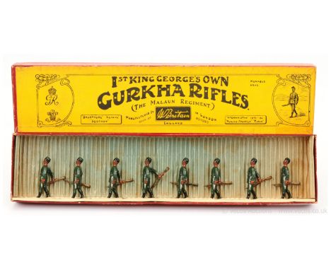 Britains - Set 197 - 1st King George V`s Own Gurkha Rifles [1916 version], comprising: 8 x Gurkha`s Marching at the Trail. Ne