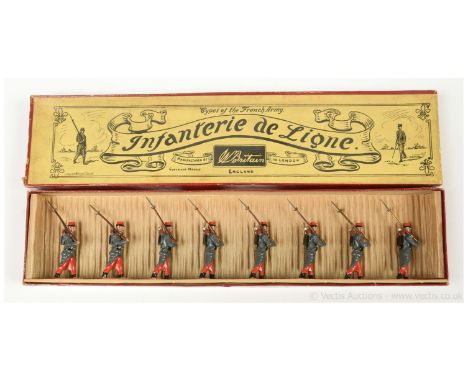 Britains - Set 141 - Infanterie De Ligne [1925 version], comprising: 8 x Infantrymen Marching with Rifles at the Slope. Gener