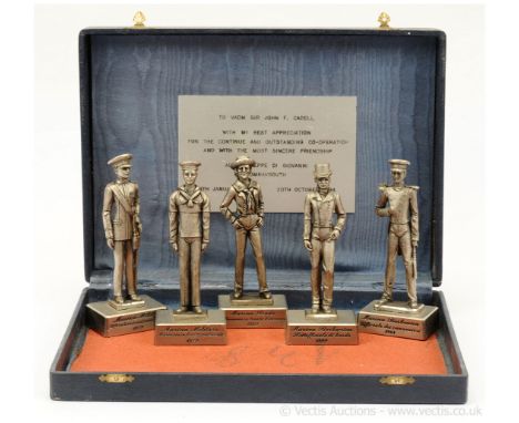 Unconfirmed Italian Maker, Italian Navy Presentation Set, comprising: 5 x 120mm Scale Pewter Figures Depicting Various Italia