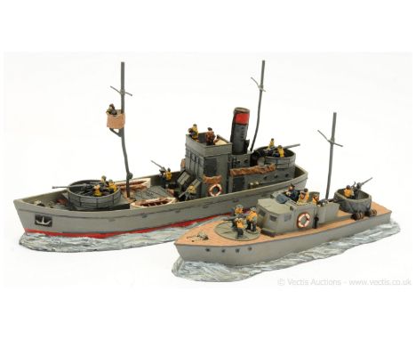 Unconfirmed Maker 1/76th Scale Resin WW2 Naval Vessels, comprising: Armed Trawler [O/A Length 31cm x Width 12cm], Complete wi