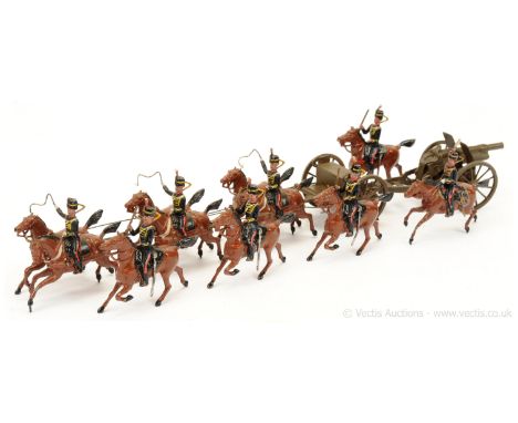 Britains - Set 39 - Royal Horse Artillery [1925 version - 1930's Issue], comprising: 6 x Horse Team [Light Harness], 3 x Driv