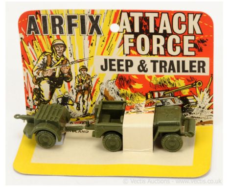 Airfix - Attack Force HO/OO Ready-Made Vehicles, First Issue, 1966, comprising: First Issue Jeep with Folding Windscreen &amp