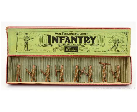 Britains Set 160 - Territorial Infantry - 1916 version [1930's Issue], comprising: Officer Marching Empty Handed &amp; 7 x Te
