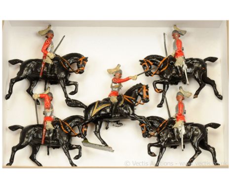 Britains Set 1 - The First Life Guards [1925 version], comprising: Officer on Prancing Horse with Extended Sabre Arm &amp; 4 