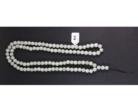 A strand of Tibetan jade / hardstone Buddhist prayer beads L 150cm