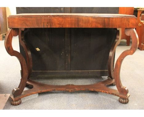 A late 18th century rosewood veneered console table with inset grey marble top W 109cm x 46cm x 80cm