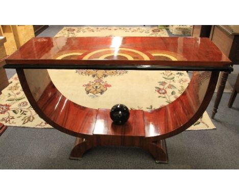 An impressive Art Deco style inlaid console table W 123cm x 42cm x 84cm