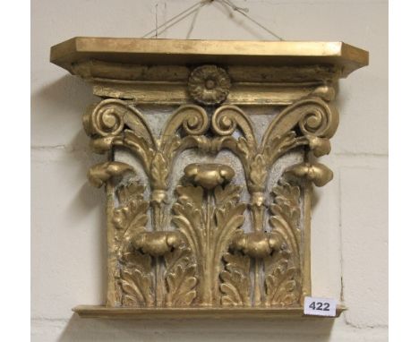 A gilt architectural style wood and plaster wall bracket 42cm x 34cm