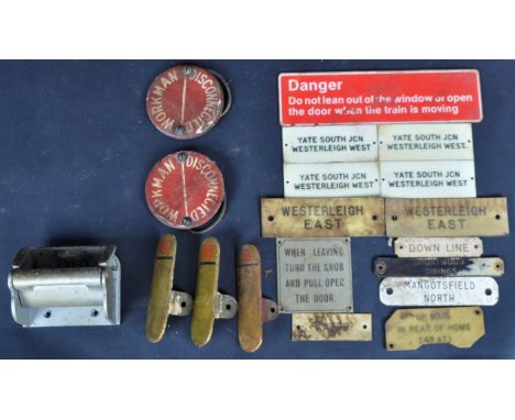 A large collection of 20th century Railway lever plates and signs. To include: three brass lever plates numbered: 5, 13 and 1