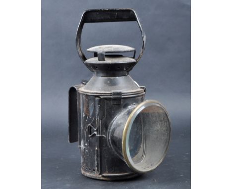 An Mid 19th Century British Railway Guard handheld 3 aspect signal oil lamp.&nbsp;&nbsp;Circa Mid 1900s, handheld signal lamp