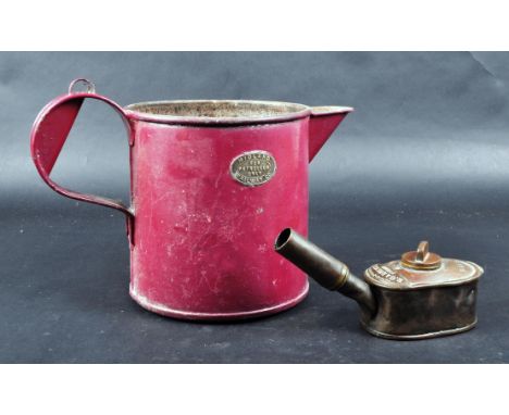 E Gardener, Bristol, Railway Flare Lamp and a Midland Railway Petroleum Jug.&nbsp; A very early example of a Victorian Flare 