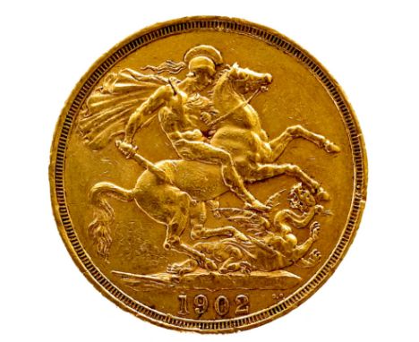 An Edward VII gold double sovereign, two pounds coin, 1902, 28.3mm, 16.0g. 