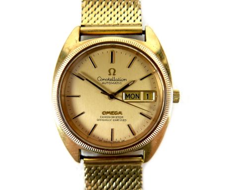 A vintage 18ct gold Omega Constellation Automatic Chronometer gentleman's wristwatch, circa 1978, ref. 168.0057, circular mat