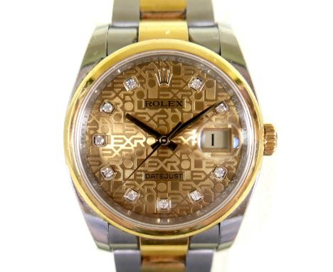 A Rolex Oyster Perpetual Datejust 36 gentleman's stainless steel and 18K yellow gold wristwatch, model 116203, serial G25XXXX