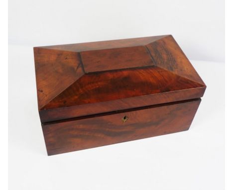 Mahogany Tea Caddy, circa 19th century, Enclosing two fitted compartments, 14cm high, 31cm wide, 18cm deep