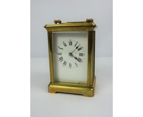 French Brass Cased Carriage Clock, 11cm high, 8cm wide&nbsp;