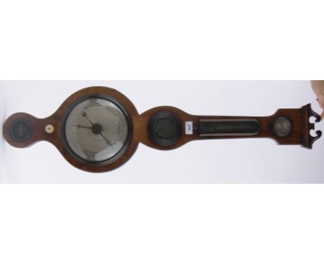 A 19th century mahogany mercury barometer,with engraved silvered dial.