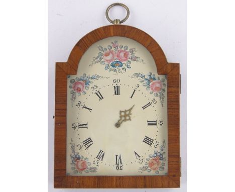 A Swiss made 8-day wall clock,with floral painted dial, height 16cm.