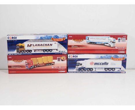 A group of CORGI 1:50 scale diecast articulated lorries comprising : CC13736, CC14111, CC15212 and CC15805 - VG/E in VG/E box