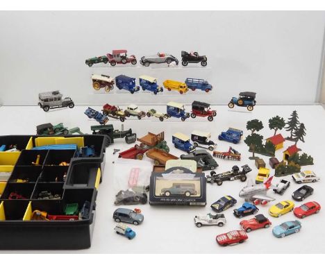 A mixed group of various diecast including modern diecast, Argentinean lead cast items and a crate of playworn small cars by 