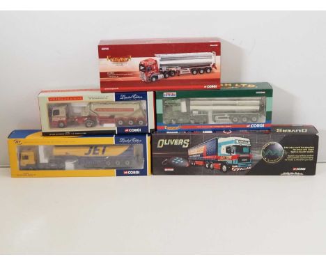 A group of CORGI 1:50 scale diecast articulated lorries to include examples in Jet and Higgins & Son liveries - VG/E in VG bo