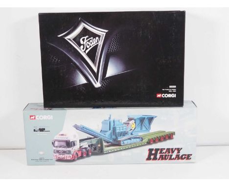 A pair of CORGI 1:50 scale diecast lorry sets comprising a 'Heavy Haulage' series CC12002 together with a 100 Years of Foden 