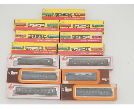 A group of HO gauge European outline passenger coaches by LIMA and SCHICHT - G in F/G boxes (13)