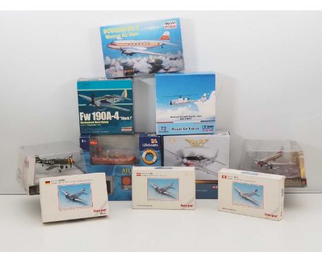 A mixed group of diecast aircraft mostly in 1:72 and 1:160 scale by CORGI, HERPA and others -  together with a small radio co