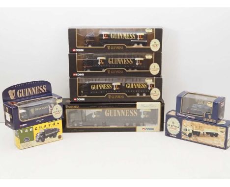 A group of diecast vans, buses and lorries mostly by CORGI all Guinness related -VG in G/VG boxes (8)