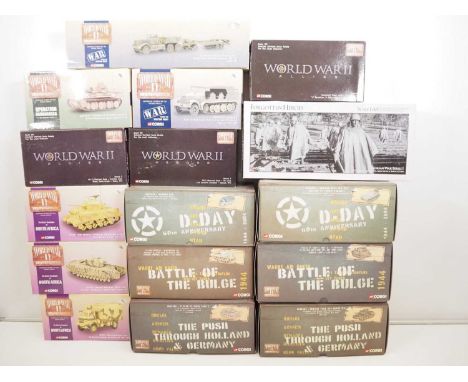 A quantity of CORGI 1:50 scale diecast military vehicles and tanks from the World War II collection - E in VG/E boxes (16)