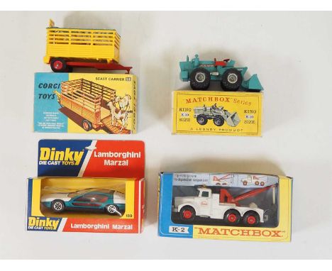 A mixed group of vintage boxed diecast comprising: MATCHBOX King Size K-2 and K-10 (replacement inner box) together with DINK