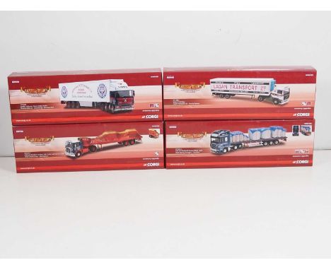 A group of CORGI 1:50 scale diecast articulated lorries comprising : CC12515, CC14112, CC15401 and CC15503 - VG/E in VG/E box