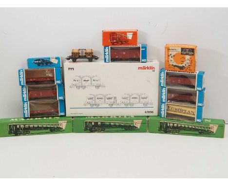 A group of MARKLIN HO gauge German outline rolling stock to include a 47896 Henkel wagon pack - G/VG in F/VG boxes (15)