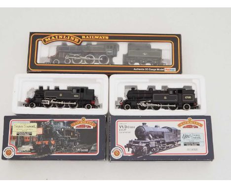 A group of OO gauge steam locomotives by BACHMANN and MAINLINE comprising a BACHMANN Ivatt tank and class V3 together with a 