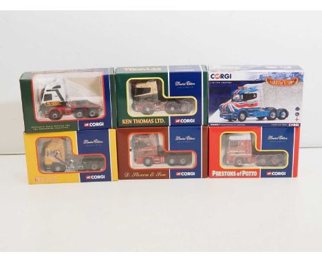 A group of CORGI 1:50 scale diecast lorry tractor units to include examples in Eddie Stobart and Prestons of Potto liveries -