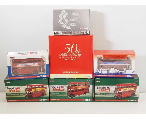 A group of CORGI 1:50 scale diecast buses all London Transport examples - VG/E in VG boxes (7)