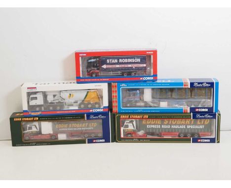 A group of CORGI 1:50 scale diecast articulated lorries together with one rigid lorry to include examples in 'Eddie Stobart' 