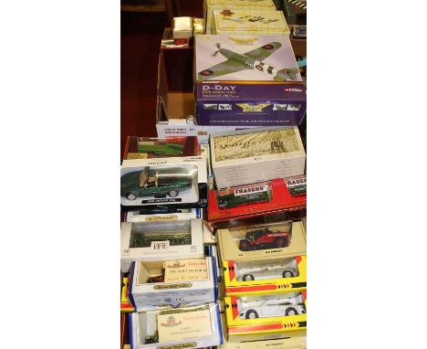 Two boxes of modern issue diecast, to include Matchbox Collectables, Corgi Aviation Archive, Models of Yesteryear etc 