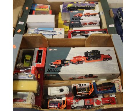 Two boxes of mixed modern diecast, to include Corgi Classics, Corgi Marvel Superheroes Captain America, Lledo Queen Mother co