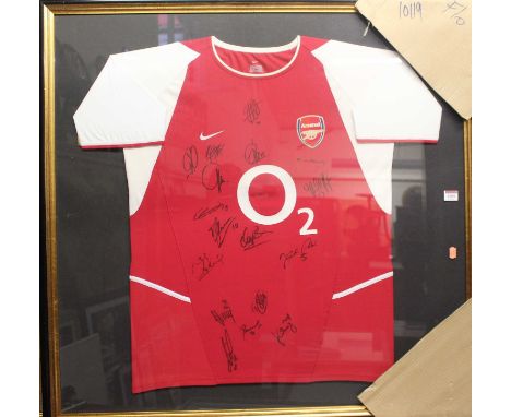 Arsenal interest - signed First Team shirt circa 2004/5 in glazed frame, frame dimensions 95x99cmCondition report: We are una