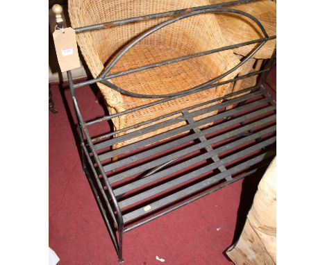 A painted tubular wrought iron two-seater garden bench, w.95cm 
