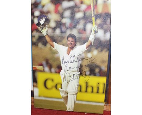 Cricket interest - to include signed photographs of England captains through the modern era together with a print of the Warw