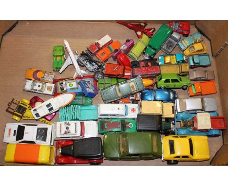 One box of diecast models, to include Corgi James Bond Lotus Esprit, Matchbox Superkings ambulance, Solido Volkswagen Golf et