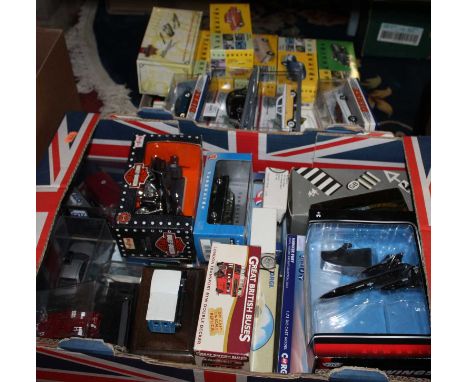 Two boxes of modern issue diecast to include Dinky, Vanguards, Corgi Aviation Archive, SR71 Skybird etc